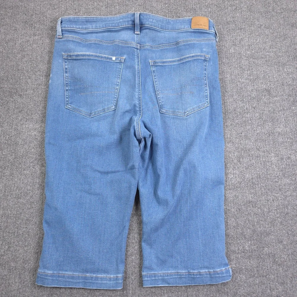 American Eagle Next Level Stretch Capri Jeans Womens 18 Short Blue Denim